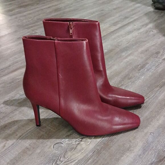 Nine West Sissa Dark Red (WIne) Leather Pointed Toe High Heel Ankle Boots Sz 11 - Picture 6 of 9